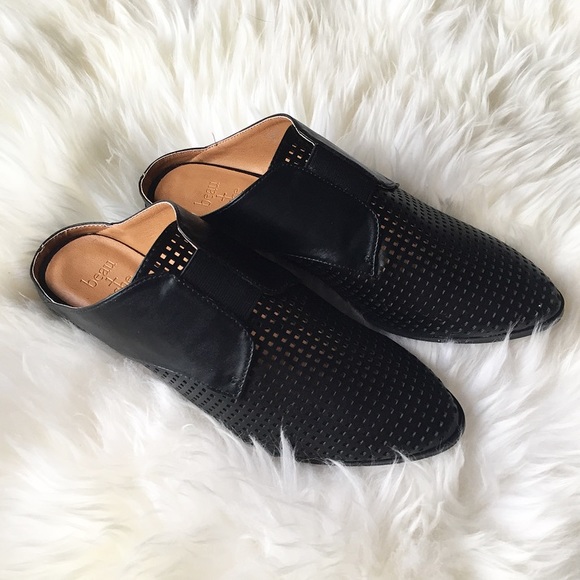 Beau + Ashe  Shoes - Black Perforated Slip On Loafers