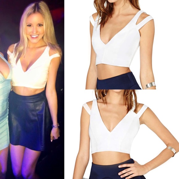Nasty Gal Tops - Nasty Gal "Deep End" White Crop Top Sz S