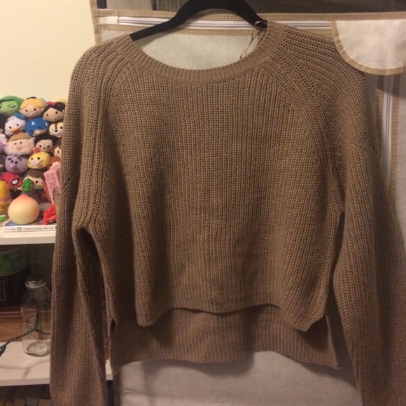 Beige knitted cropped  sweater from FOREVER 21