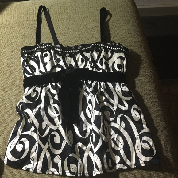 Nanette Lepore ribbon print silk tank size 10