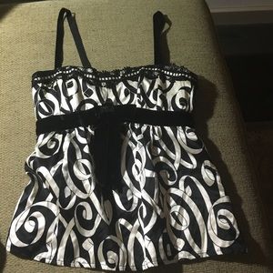 Nanette Lepore ribbon print silk tank size 10