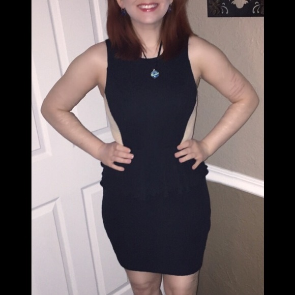 Black short dress with sheer sides