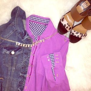 Velvet By Graham and Spencer Purple Button Up