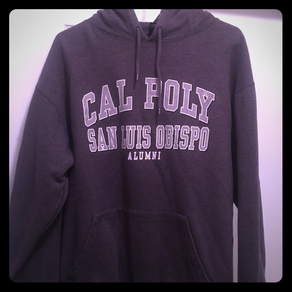 Grey hooded cal poly SLO sweatshirt