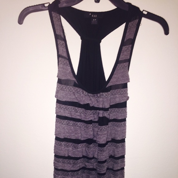 Long black and gray ruffled tank from forever 21.