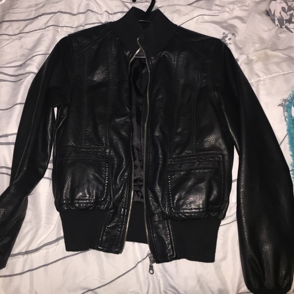 Black moto/faux leather jacket
