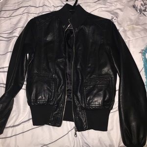 Black moto/faux leather jacket