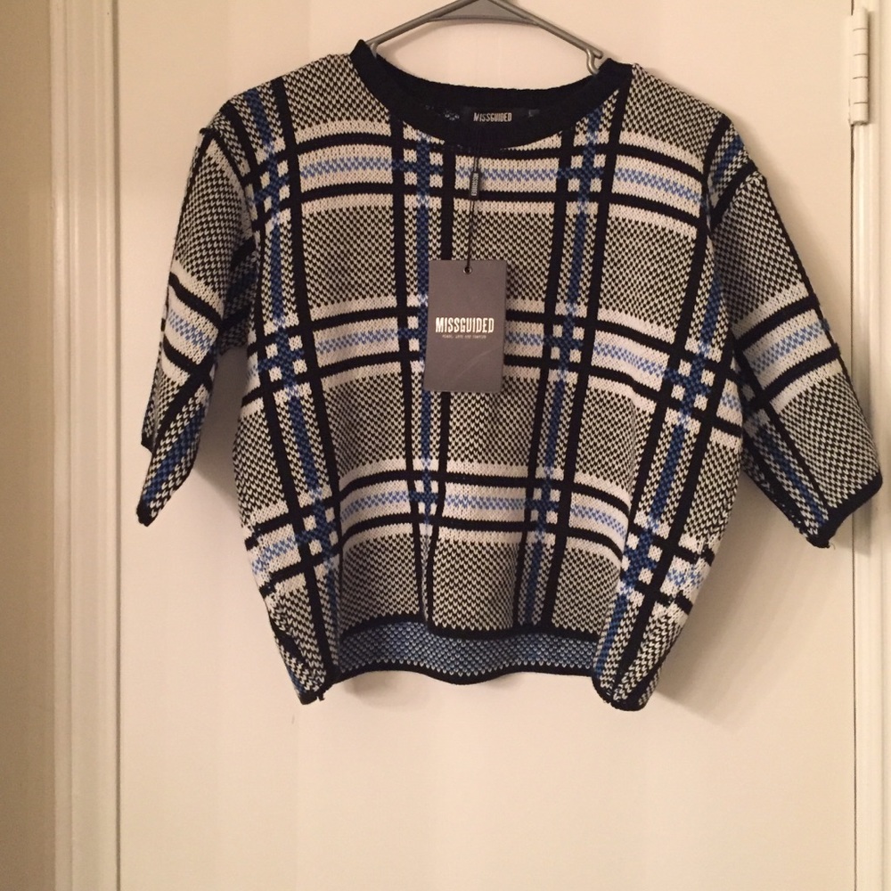 Knitted Check midi Cropped Sweater