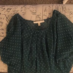 Flowy green polka dot top