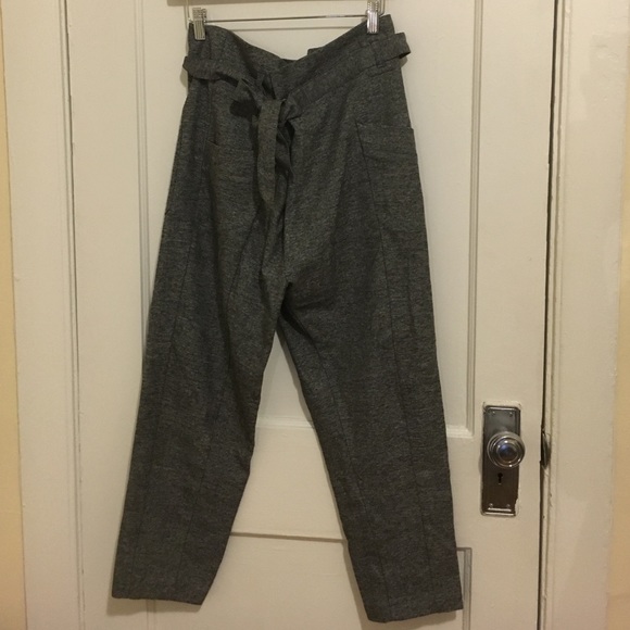 Zara Paper Bag High Waisted Cotton Trousers