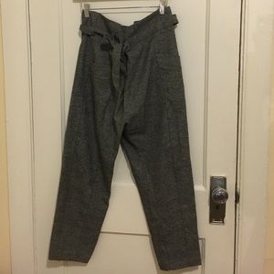 Zara Paper Bag High Waisted Cotton Trousers