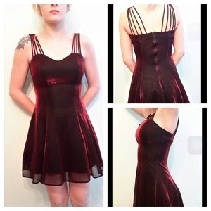 Vintage 1990s Red Shimmery Short Formal Dress