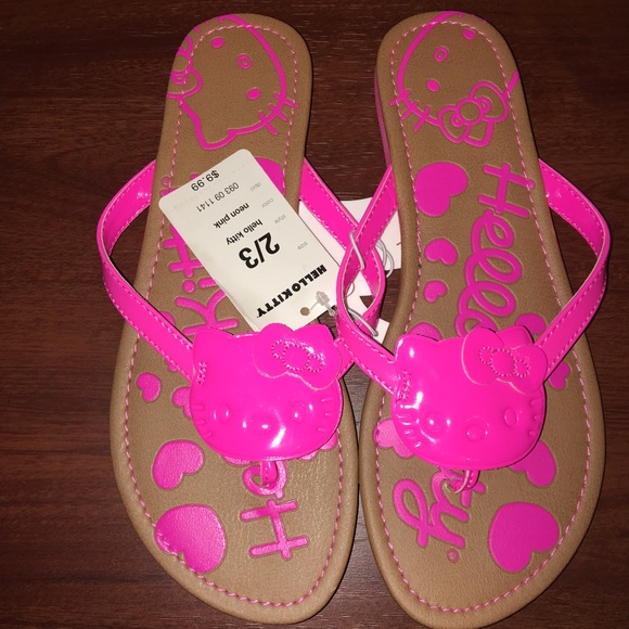 Hello Kitty Flip Flops Size 2/3 - Picture 1 of 3