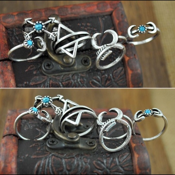 Turquoise Moon Rings Set - Picture 3 of 3