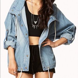 Super cute denim hooded jacket!