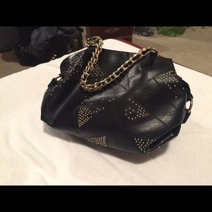 Black faux leather shoulder bag