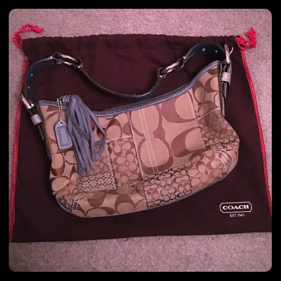 Monogram canvas Coach purse