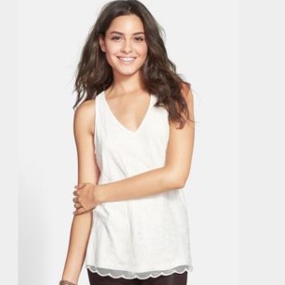 Frenchi Embroidered Tank- Cream