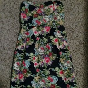 Strapless Floral Dress