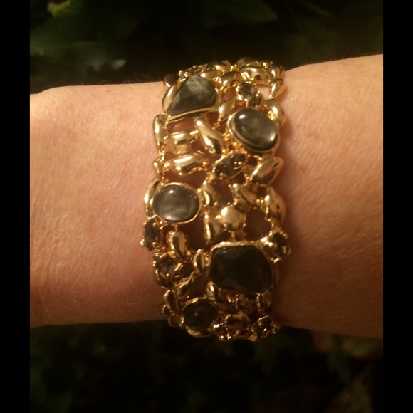 💐EPOC ALEXIS BITTAR SMOKEY QUARTZ ENCRUSTED CUFF - Picture 2 of 3