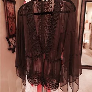Boho Chic sheer brown blouse. Size L