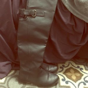 Black over knee high boots