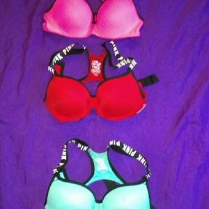 Three PINK VS ultimate bras small