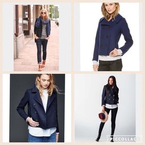 New H&M Navy Blue Peacoat Coat Jacket XS S