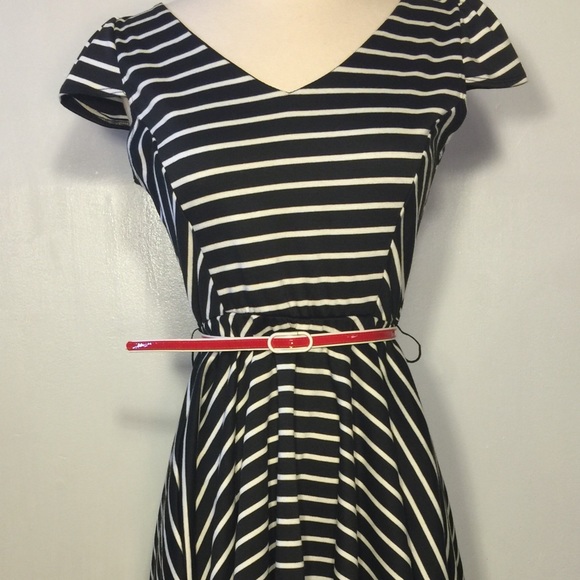 Black and white striped dress