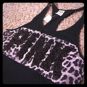 VS PINK "LEOPARD BLING" RACERBACK TANK
