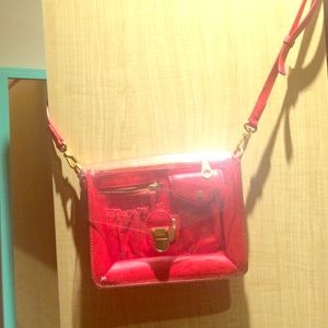 MARC BY MARC JACOBS RED CLEAR SHOULDER BAG