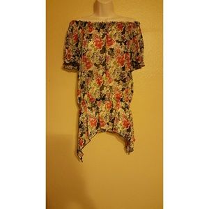 Xhilaration off shoulder chiffon blouse