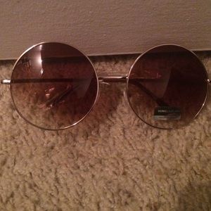 Gold and brown round sunglasses