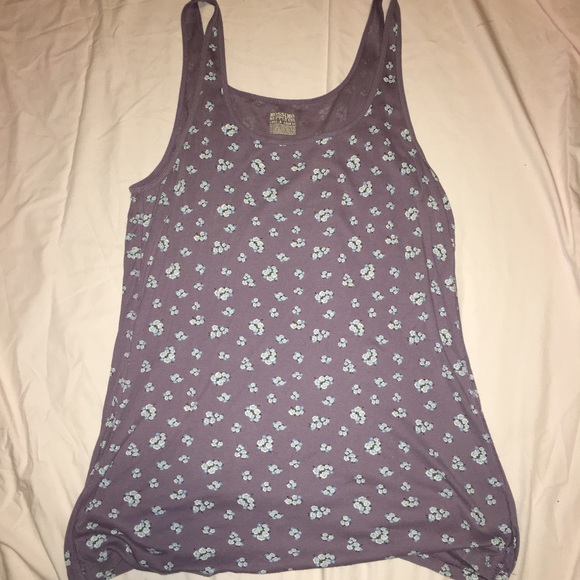 Plus size purple flower long and lean tank top