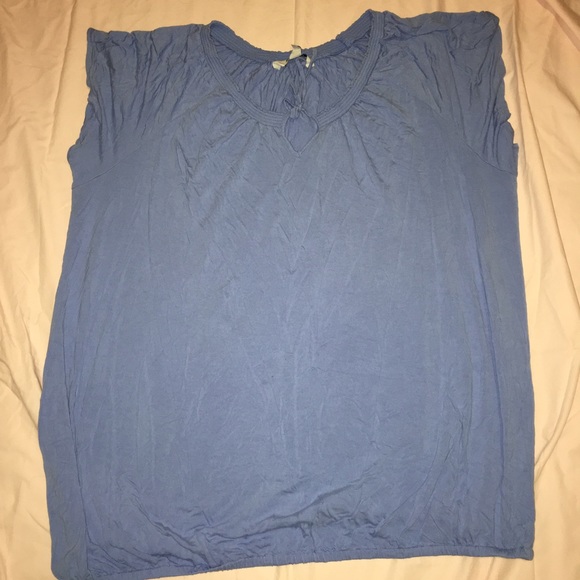 Plus size blue short sleeve blouse