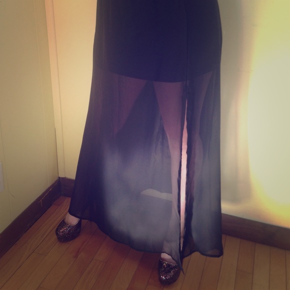 High waisted sheer mini skirt