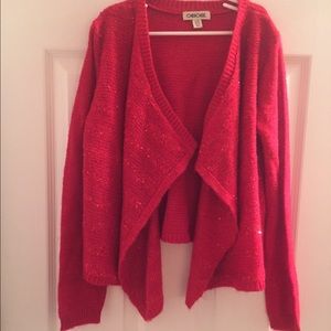 Girls Red Waterfall Sweater
