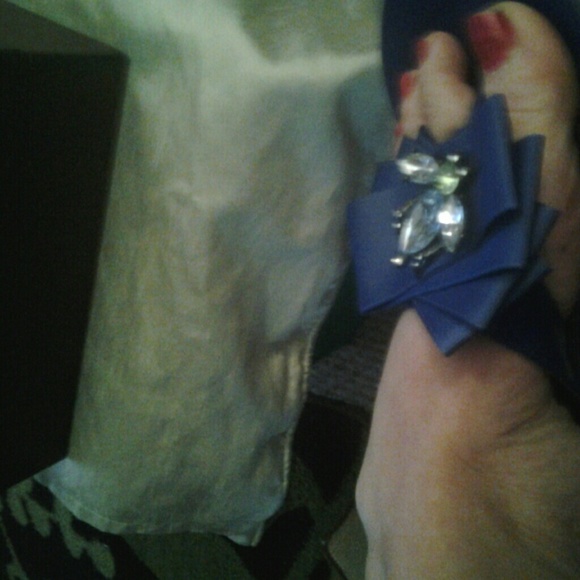 Vera Wang Blue Jeweled Sandals - Picture 4 of 4