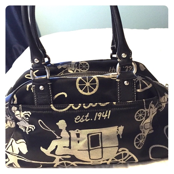 Black and gray Coach purse