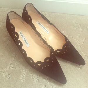Manolo Blahnik Suede Detail Pumps