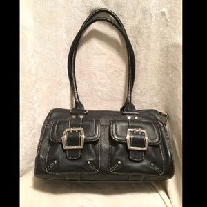 Tignanello Black Leather Satchel Hand Bag Purse
