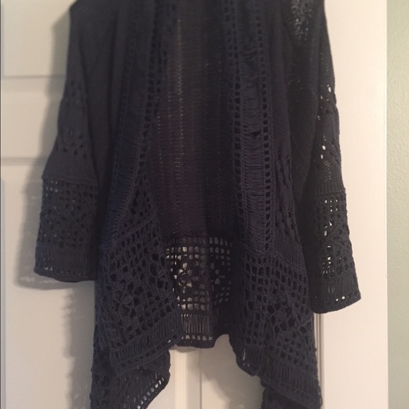 Love Stitch  Sweaters - Navy crocheted sweater-Medium