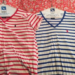 Two striped Polo Ralph Lauren sport v neck tees!