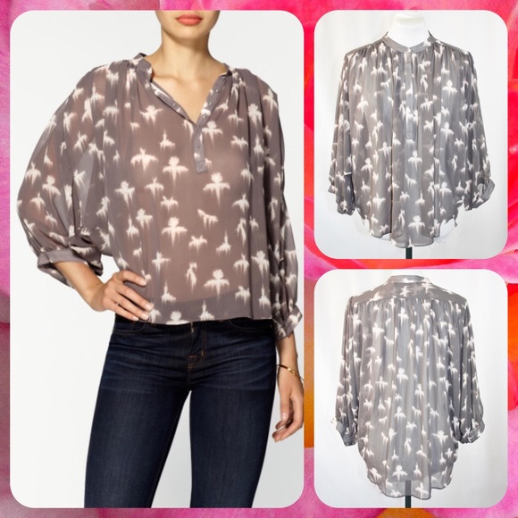 Rebecca Taylor Tops - 💐HP💐 NWT Gray Chiffon "Free Bird" Blouse M / 10