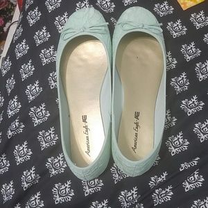 Teal lace flats