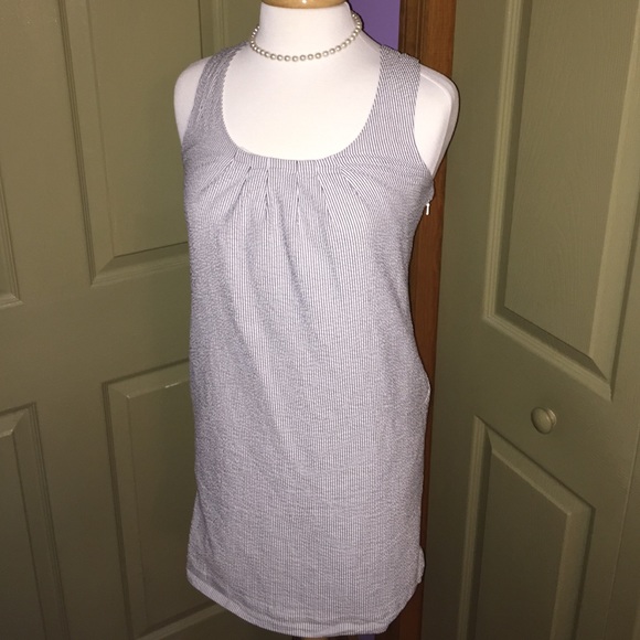 Cross-back Pinstriped J. Crew Day Dress - Picture 1 of 4