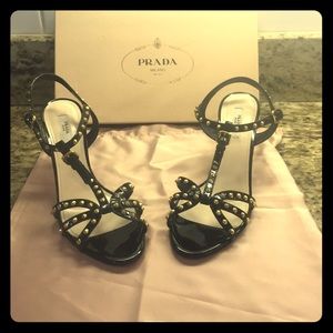 NIB Prada Vernice Studs Nero Size 38.5