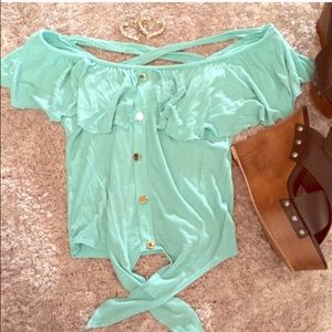 Turquoise off shoulder top