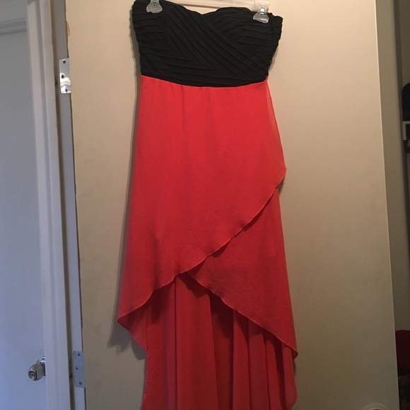Orange and black high low dress