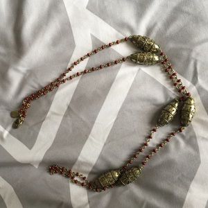 Burgundy and brushed gold necklace!